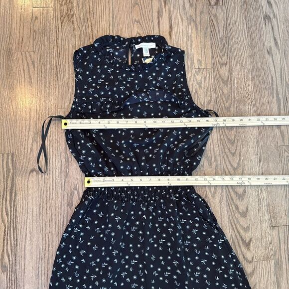 NWT MONTEAU BLACK DITSY FLORAL JUMPSUIT CROPPED MEDIUM RUFFLE - Picture 9 of 11